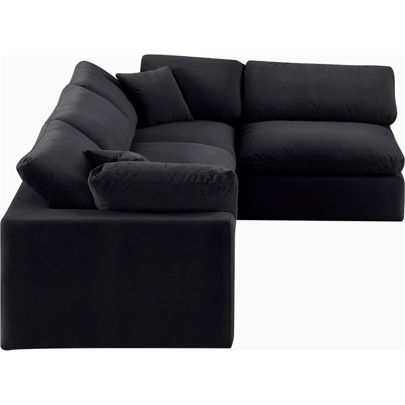 Meridian Furniture Comfy Black Velvet 4-Pc. Modular Sectional