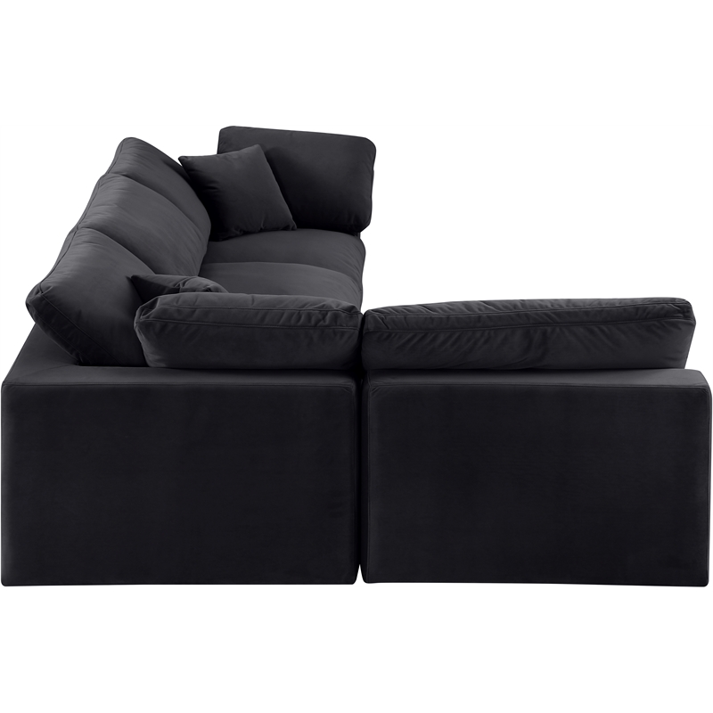 Meridian Furniture Comfy Black Velvet 4-Pc. Modular Sectional