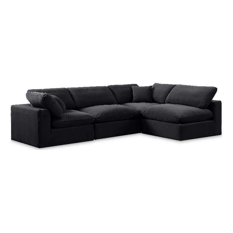Meridian Furniture Comfy Black Velvet 4-Pc. Modular Sectional