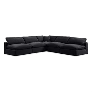 Meridian Furniture Comfy Black Velvet 5-Pc. Modular Sectional
