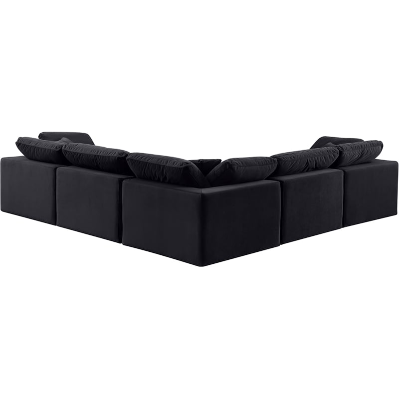 Meridian Furniture Comfy Black Velvet 5-Pc. Modular Sectional