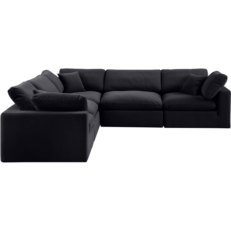 Meridian Furniture Comfy Black Velvet 5-Pc. Modular Sectional