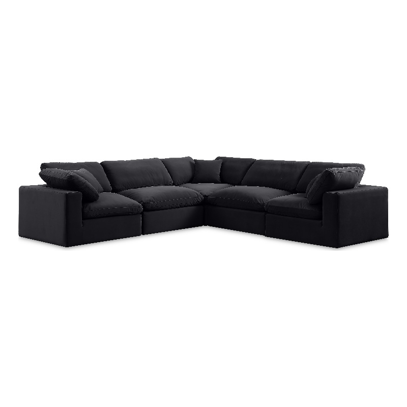 Meridian Furniture Comfy Black Velvet 5-Pc. Modular Sectional