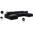 Meridian Furniture Comfy Black Velvet 6-Pc. Modular Sectional