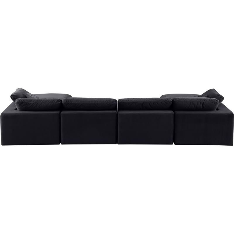 Meridian Furniture Comfy Black Velvet 6-Pc. Modular Sectional
