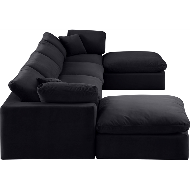 Meridian Furniture Comfy Black Velvet 6-Pc. Modular Sectional