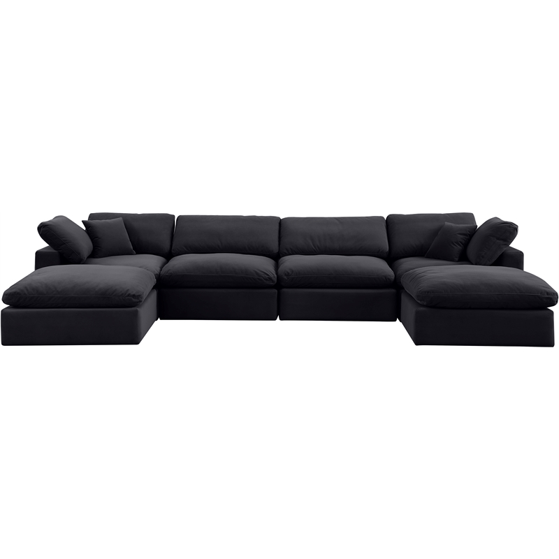 Meridian Furniture Comfy Black Velvet 6-Pc. Modular Sectional