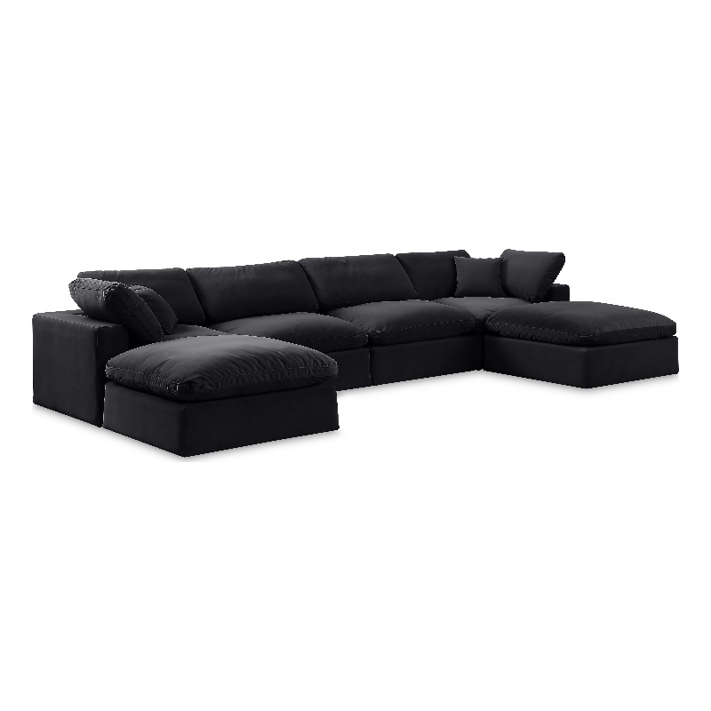 Meridian Furniture Comfy Black Velvet 6-Pc. Modular Sectional