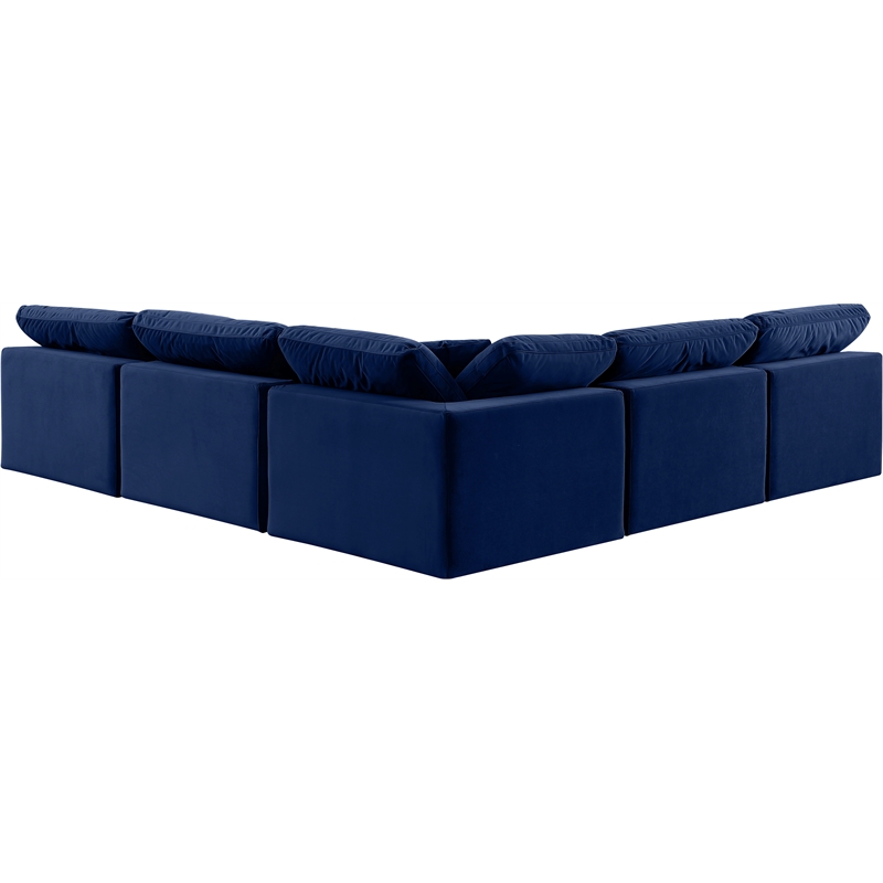 Meridian Furniture Comfy Navy Velvet 5-Pc. Modular Sectional