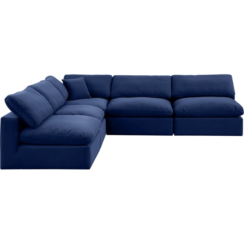 Meridian Furniture Comfy Navy Velvet 5-Pc. Modular Sectional