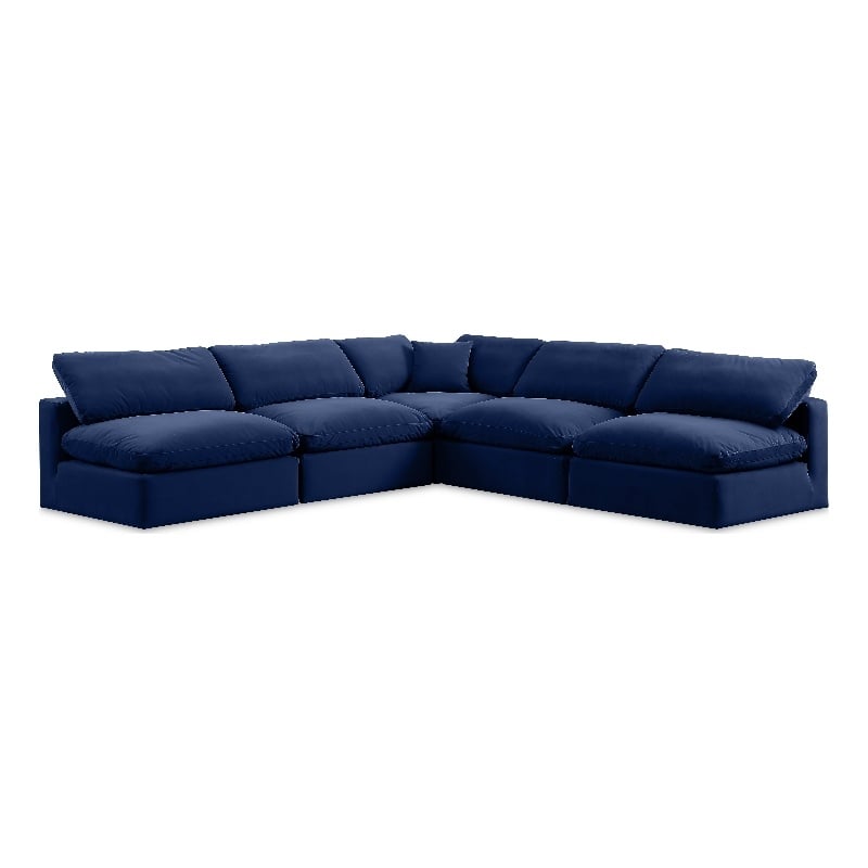 Meridian Furniture Comfy Navy Velvet 5-Pc. Modular Sectional