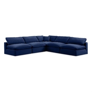 Meridian Furniture Comfy Navy Velvet 5-Pc. Modular Sectional