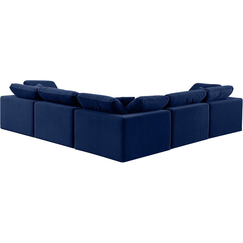 Meridian Furniture Comfy Navy Velvet 5-Pc. Modular Sectional