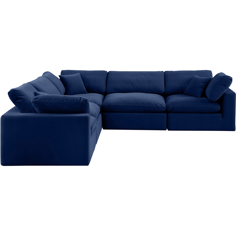 Meridian Furniture Comfy Navy Velvet 5-Pc. Modular Sectional