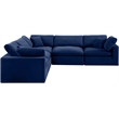 Meridian Furniture Comfy Navy Velvet 5-Pc. Modular Sectional