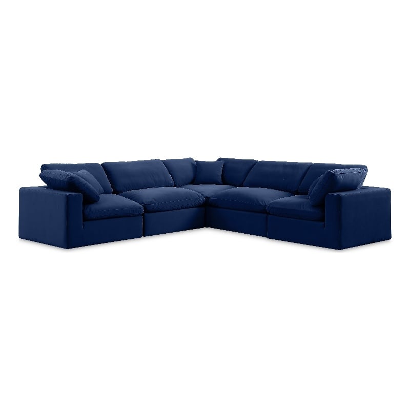 Meridian Furniture Comfy Navy Velvet 5-Pc. Modular Sectional