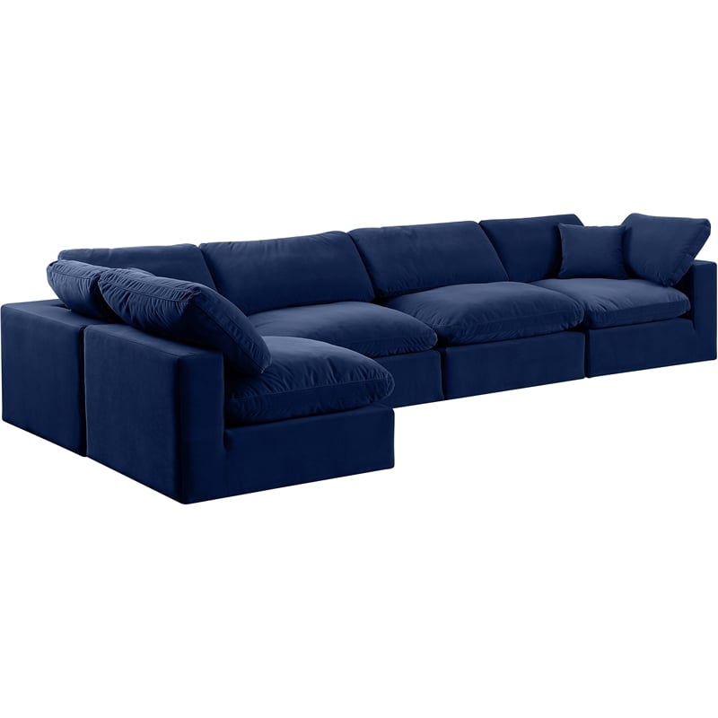 Meridian Furniture Comfy Navy Velvet 5-Pc. Modular Sectional