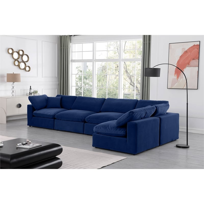 Meridian Furniture Comfy Navy Velvet 5-Pc. Modular Sectional