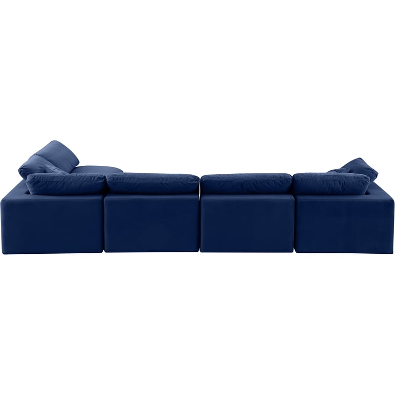 Meridian Furniture Comfy Navy Velvet 5-Pc. Modular Sectional