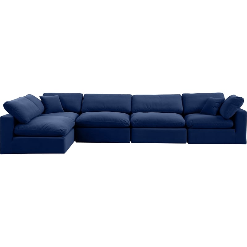 Meridian Furniture Comfy Navy Velvet 5-Pc. Modular Sectional