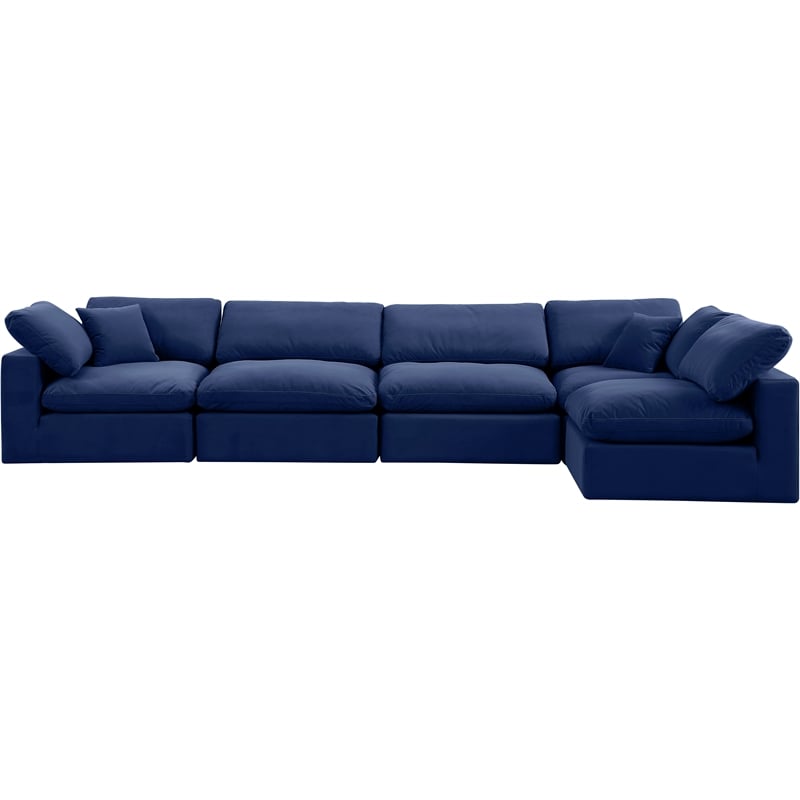 Meridian Furniture Comfy Navy Velvet 5-Pc. Modular Sectional