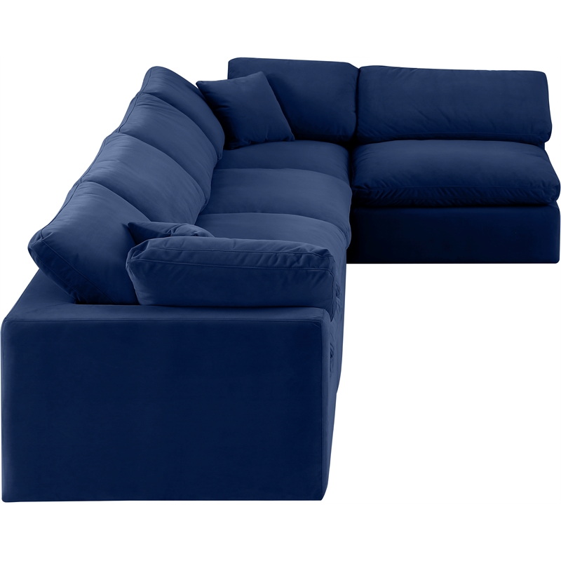 Meridian Furniture Comfy Navy Velvet 5-Pc. Modular Sectional