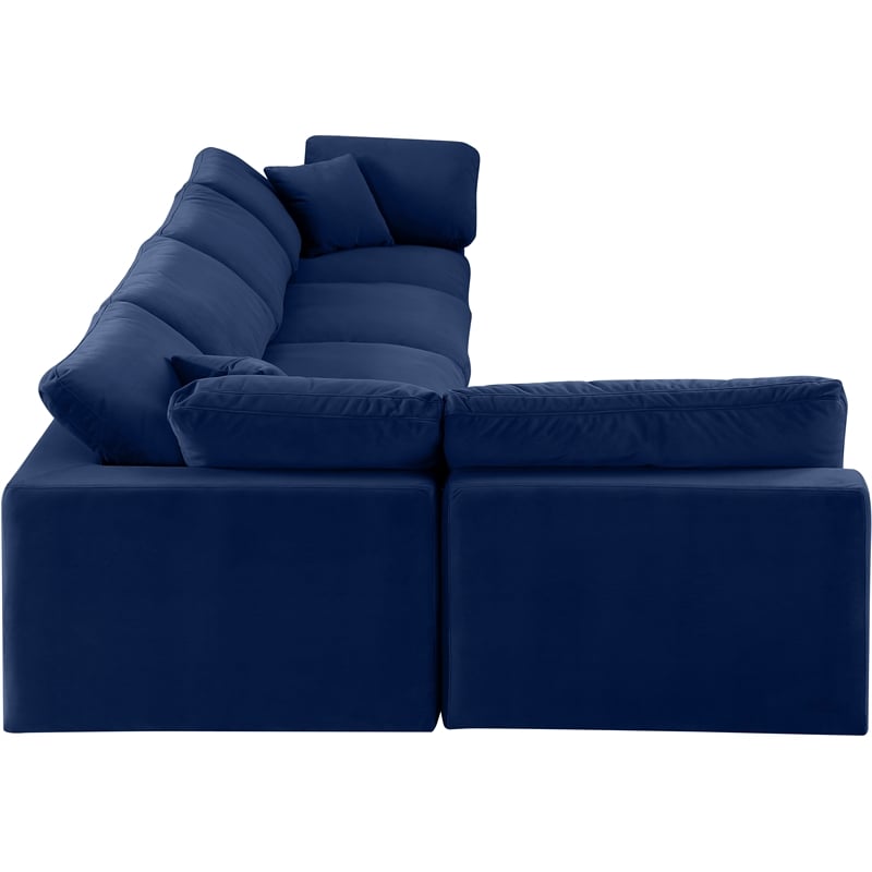 Meridian Furniture Comfy Navy Velvet 5-Pc. Modular Sectional