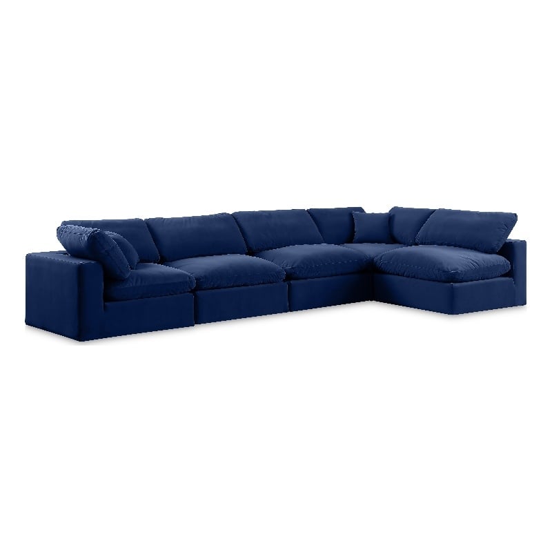 Meridian Furniture Comfy Navy Velvet 5-Pc. Modular Sectional