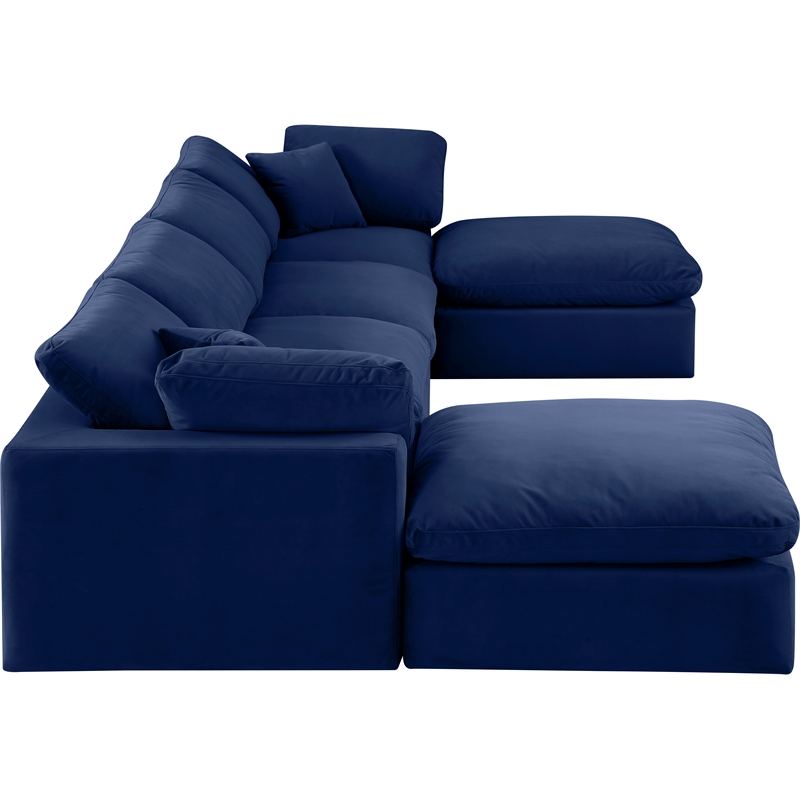 Meridian Furniture Comfy Navy Velvet 6-Pc. Modular Sectional