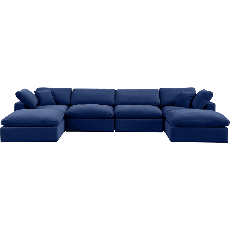 Meridian Furniture Comfy Navy Velvet 6-Pc. Modular Sectional