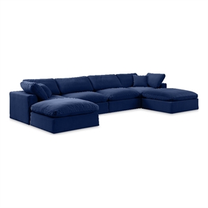 Meridian Furniture Comfy Navy Velvet 6-Pc. Modular Sectional