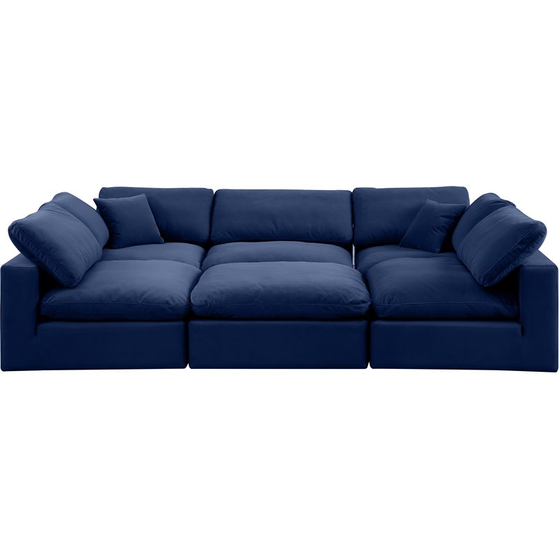 Meridian Furniture Comfy Navy Velvet 6-Pc. Modular Sectional