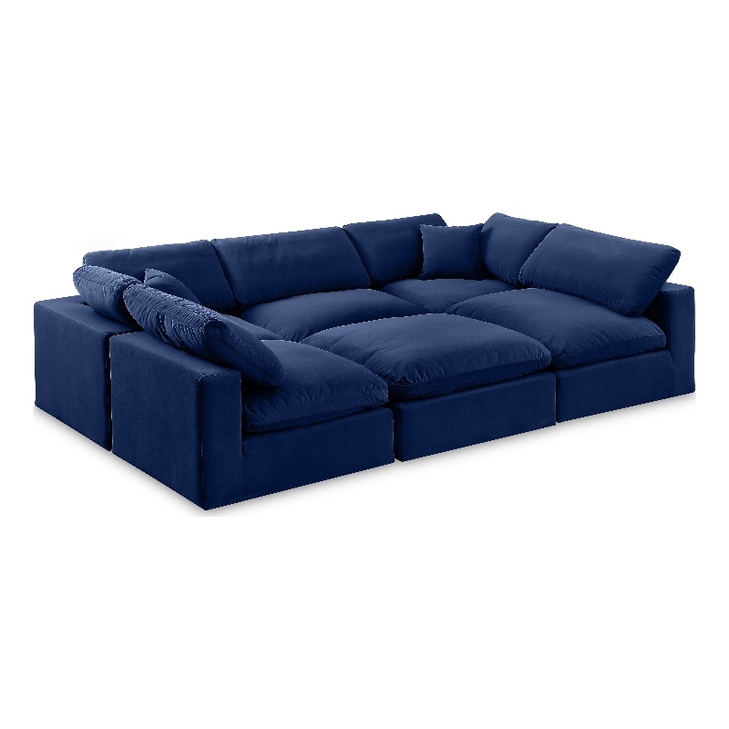 Meridian Furniture Comfy Navy Velvet 6-Pc. Modular Sectional