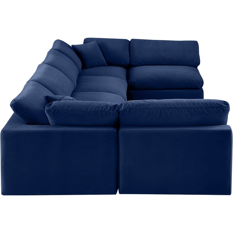 Meridian Furniture Comfy Navy Velvet 6-Pc. Modular Sectional