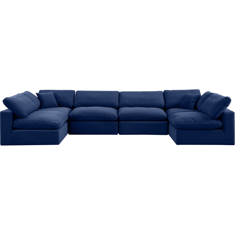 Meridian Furniture Comfy Navy Velvet 6-Pc. Modular Sectional