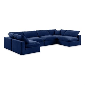 Meridian Furniture Comfy Navy Velvet 6-Pc. Modular Sectional