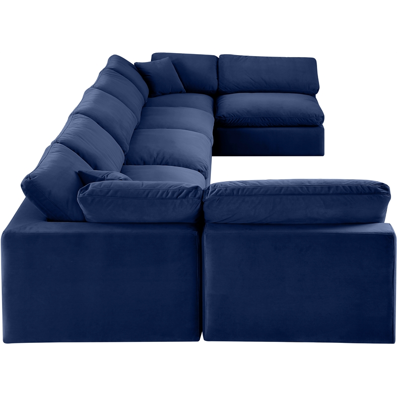 Meridian Furniture Comfy Navy Velvet 7-Pc. Modular Sectional