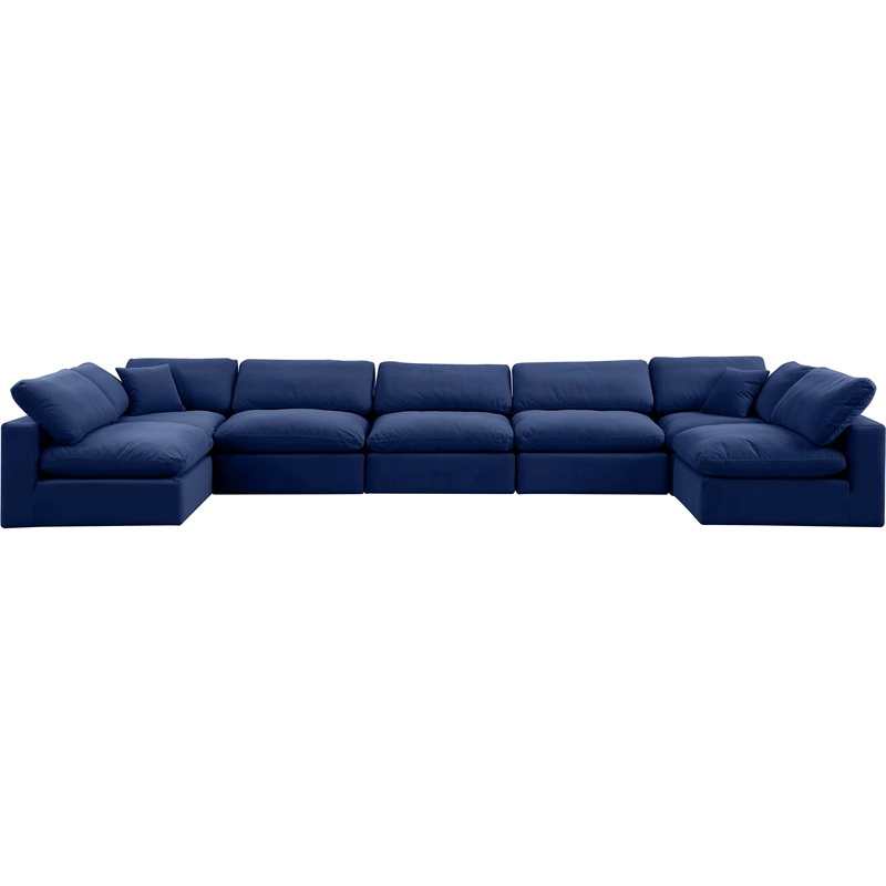 Meridian Furniture Comfy Navy Velvet 7-Pc. Modular Sectional