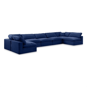 Meridian Furniture Comfy Navy Velvet 7-Pc. Modular Sectional