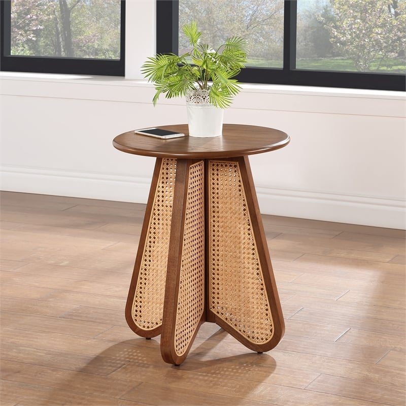 meridian furniture butterfly walnut oak veneer top end table