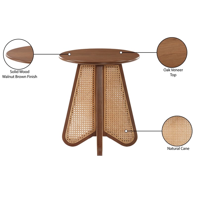 meridian furniture butterfly walnut oak veneer top end table