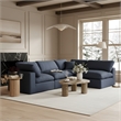 Meridian Furniture Comfy Navy Linen Textured Fabric 4-Pc. Modular Sectional