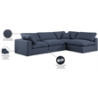 Meridian Furniture Comfy Navy Linen Textured Fabric 4-Pc. Modular Sectional