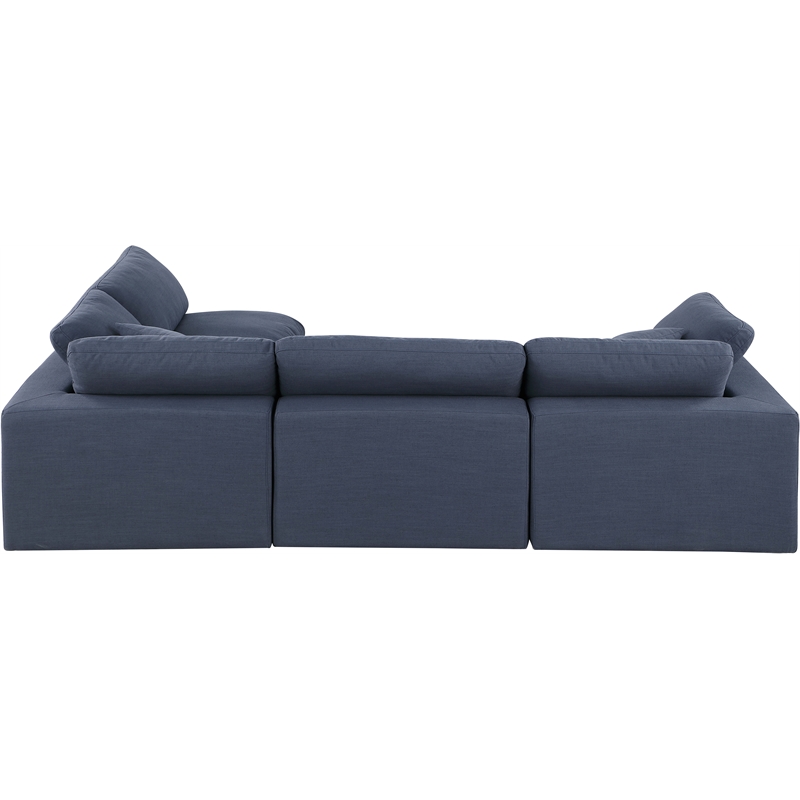 Meridian Furniture Comfy Navy Linen Textured Fabric 4-Pc. Modular Sectional
