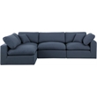 Meridian Furniture Comfy Navy Linen Textured Fabric 4-Pc. Modular Sectional
