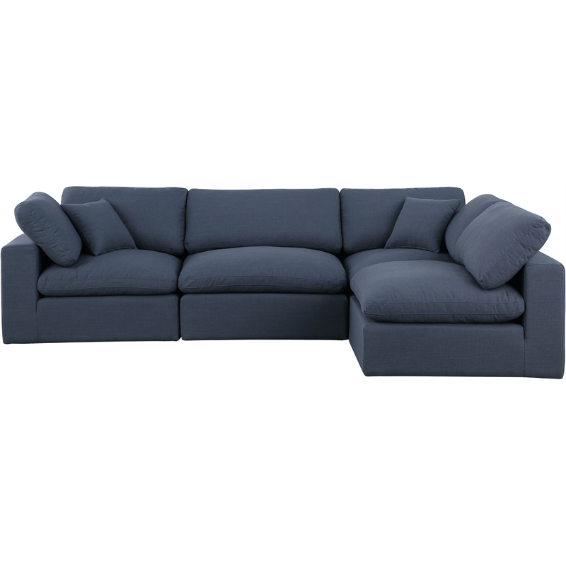 Meridian Furniture Comfy Navy Linen Textured Fabric 4-Pc. Modular Sectional
