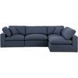 Meridian Furniture Comfy Navy Linen Textured Fabric 4-Pc. Modular Sectional