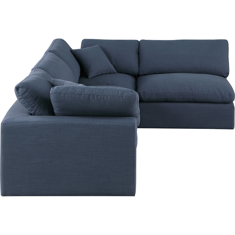 Meridian Furniture Comfy Navy Linen Textured Fabric 4-Pc. Modular Sectional