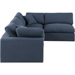 Meridian Furniture Comfy Navy Linen Textured Fabric 4-Pc. Modular Sectional