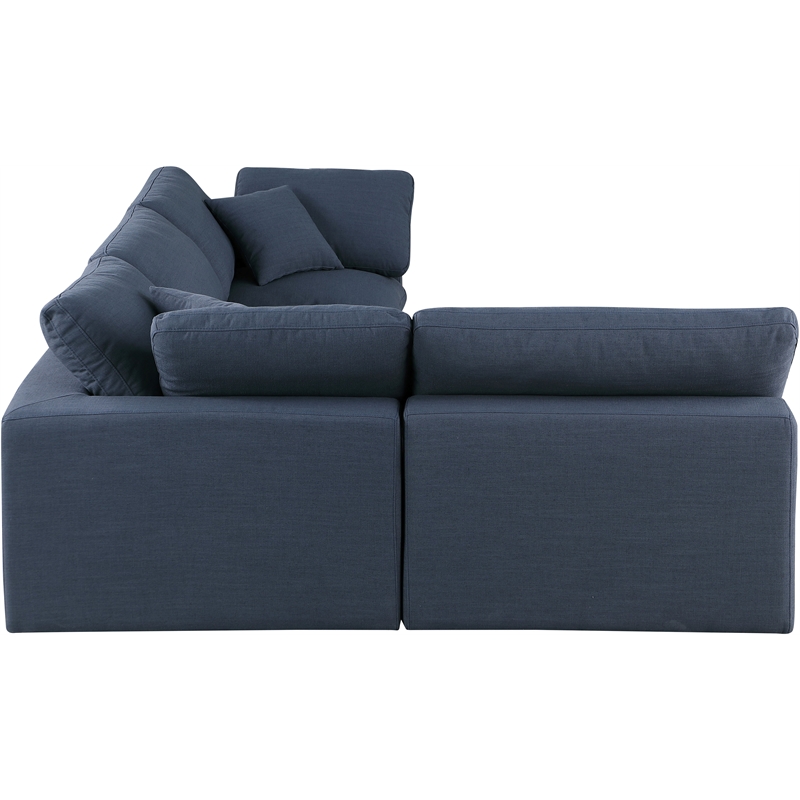 Meridian Furniture Comfy Navy Linen Textured Fabric 4-Pc. Modular Sectional